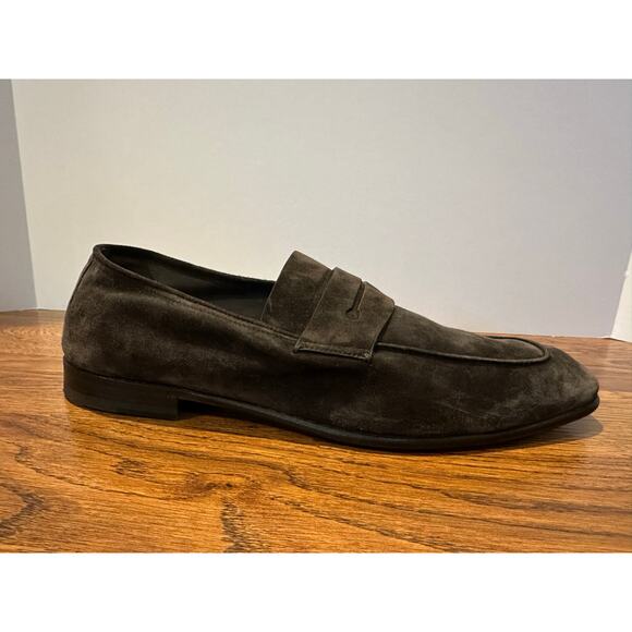 Zegna Men\'s L\'Asola Suede Penny Loafer Charcoal Size 11.5 $1000 Luxury Style main image 7